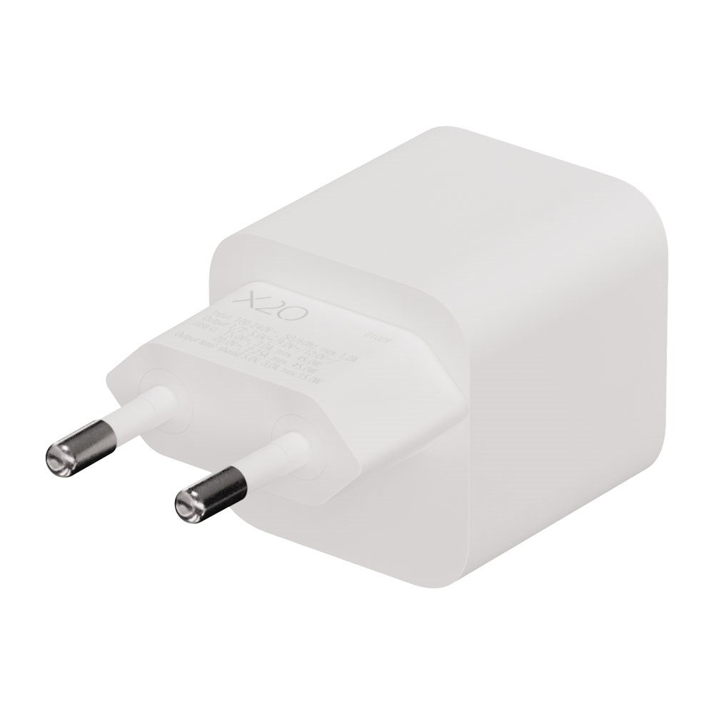 X2O 45W GaN Vegglader m. 2x USB-C - Hvit
