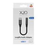 X2O Longlife USB-C til 3.5mm AUX Lyd Adapter - 0.1m - Svart