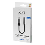 X2O Longlife USB-C til 3.5mm AUX Lyd Adapter - 0.1m - Svart