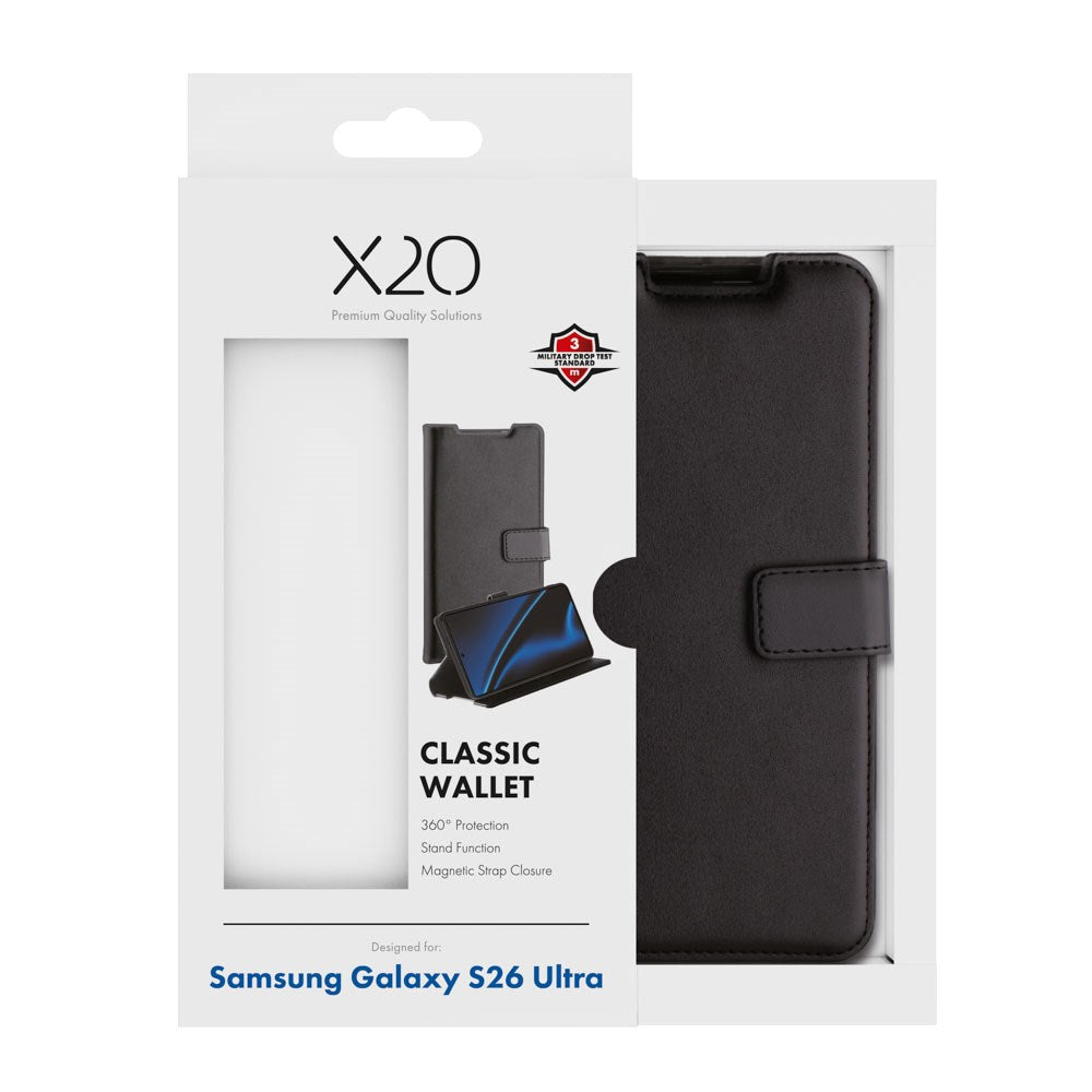 Samsung Galaxy S26 Ultra X2O Classic Wallet Flip Deksel - Svart