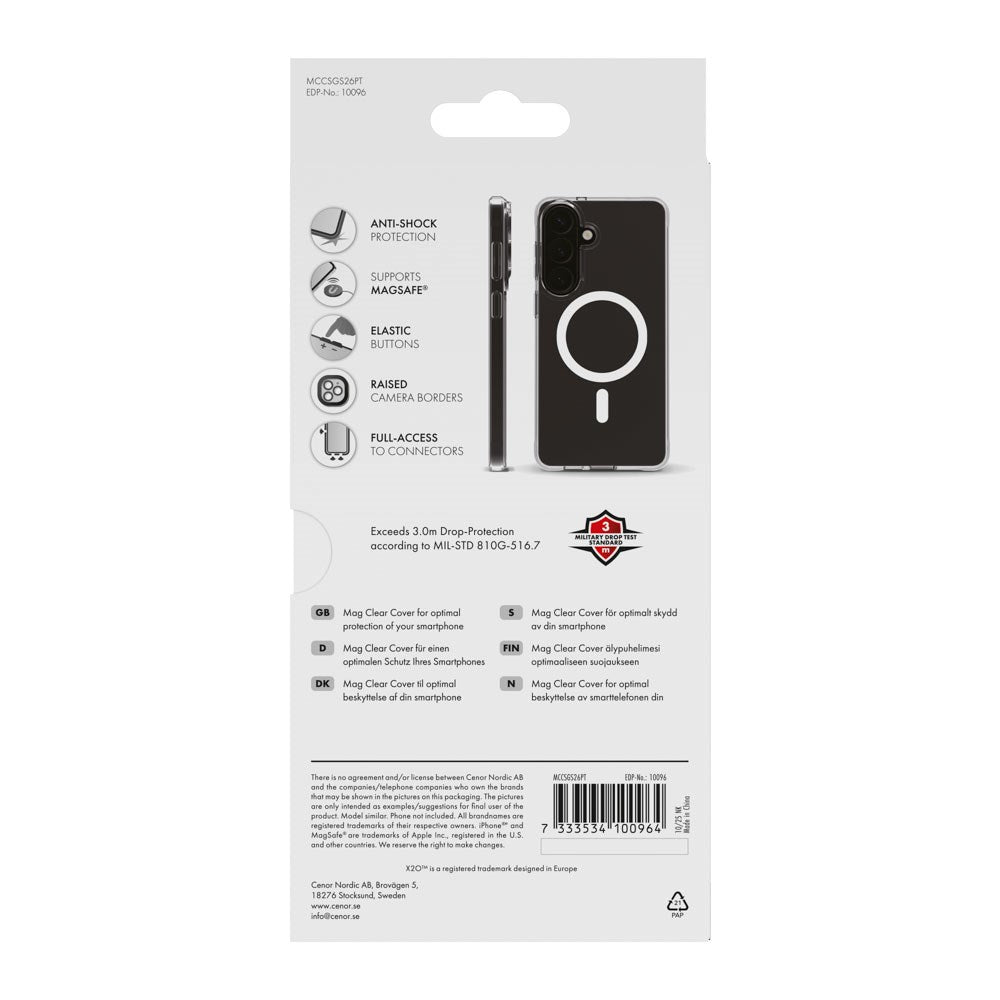 Samsung Galaxy S26+ (Plus) X2O Mag Clear Deksel - MagSafe Kompatibel - Gjennomsiktig