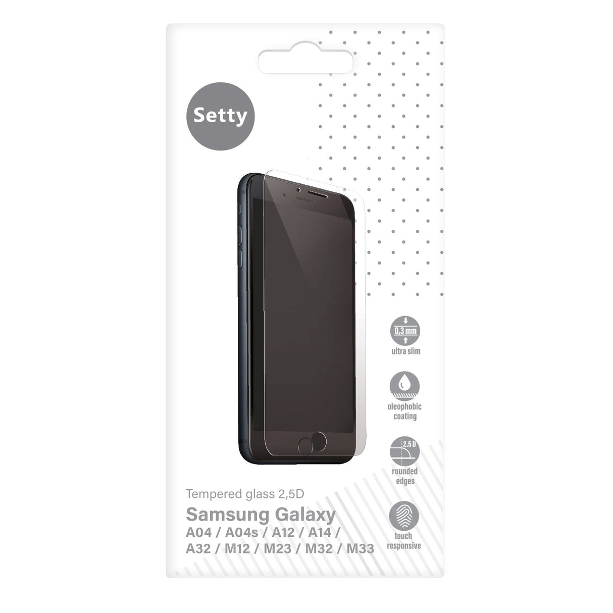 Samsung Galaxy A04s / A12 / A14 (5G) / A32 (5G) / M12 / M23 / M32 / M33 Setty Herdet Glass Skjermbeskytter - Case Friendly - Gjennomsiktig