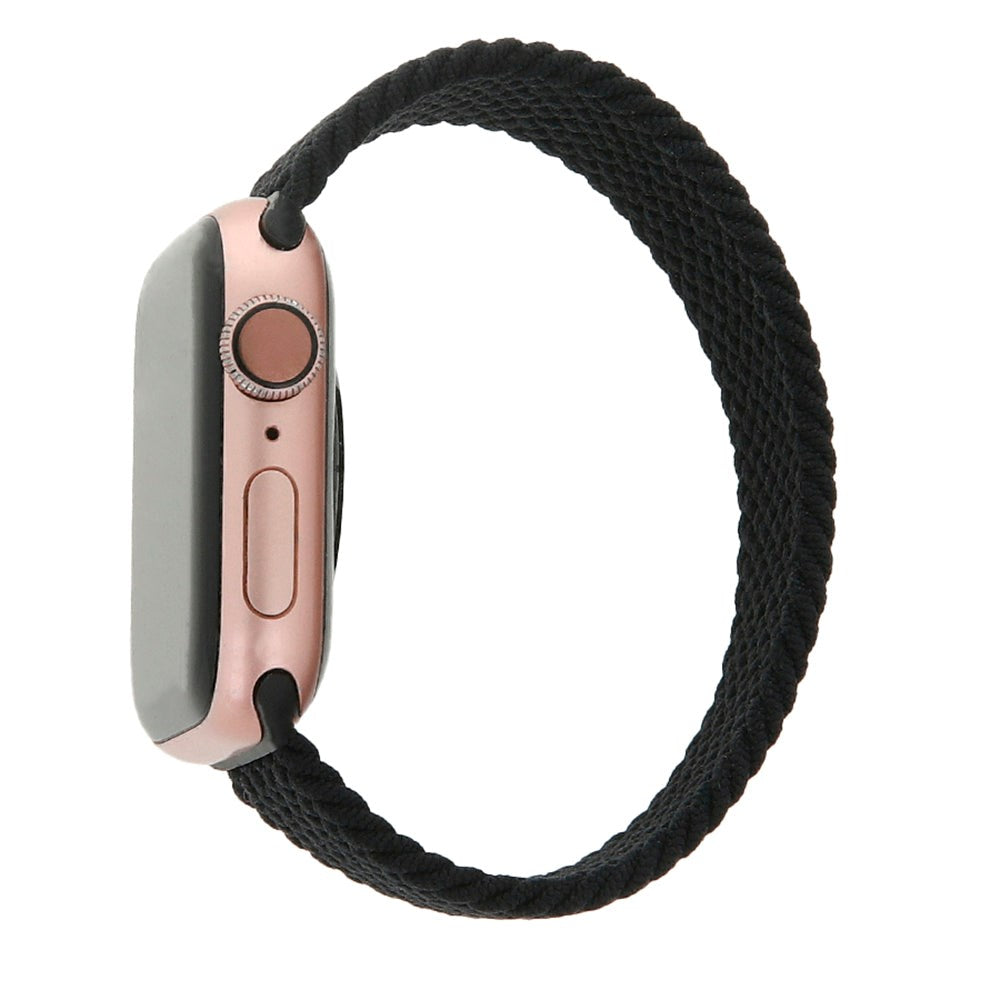 Apple Watch (42/44/SE/45/46/49mm) Smartklokkerem i Elastisk Stoff - Str S - Svart