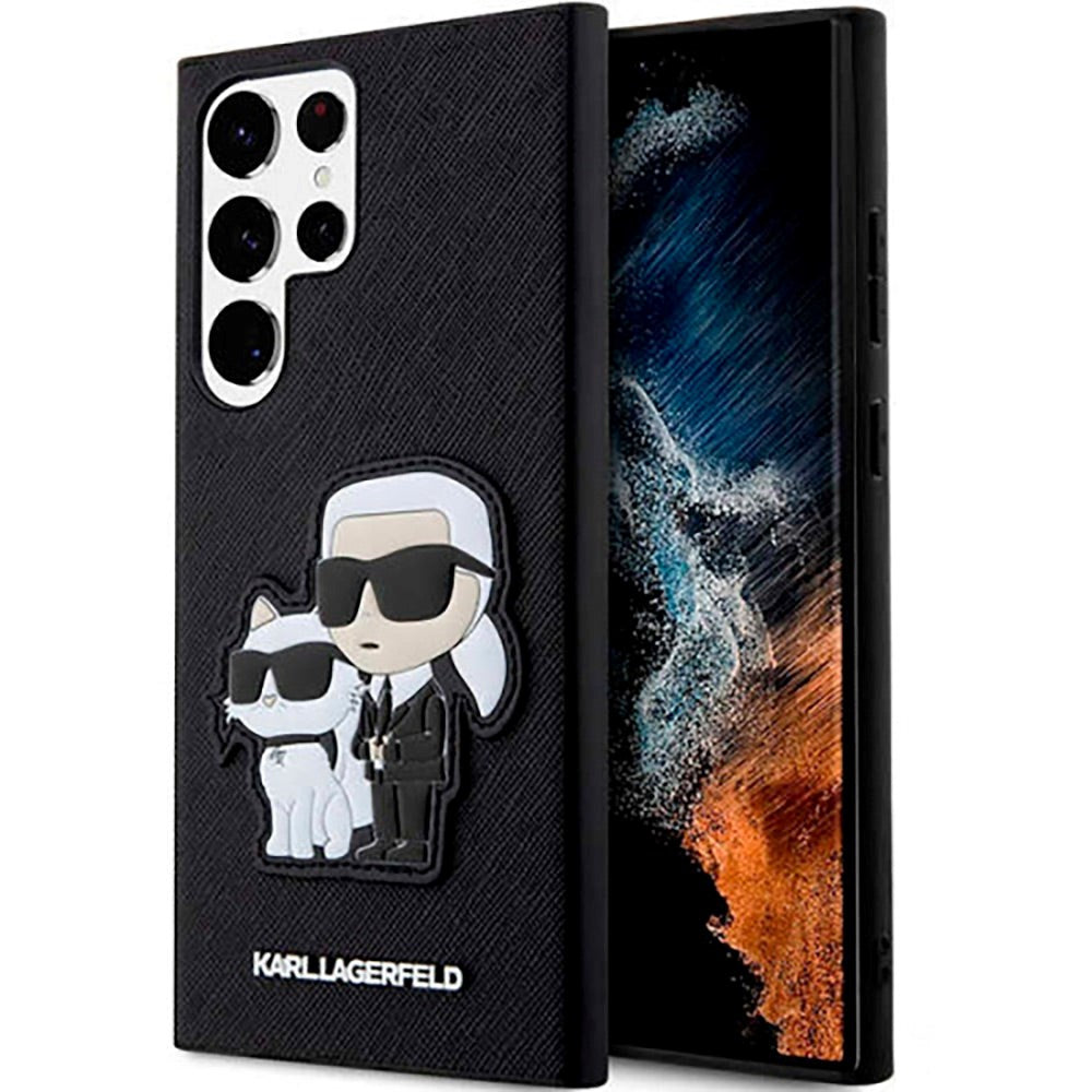 Samsung Galaxy S23 Ultra Karl Lagerfeld Saffiano Karl & Choupette Hard Case - Svart