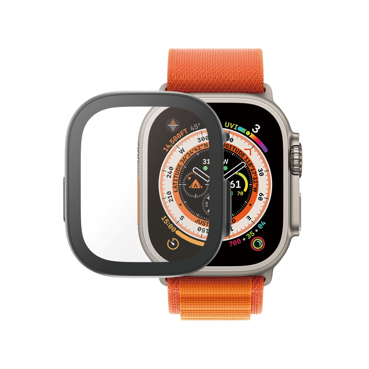 PanzerGlass Apple Watch Ultra 1/2 (49mm) Full Body D3O Bio Protection Deksel m. Innebygd skjermbeskyttelse - Svart