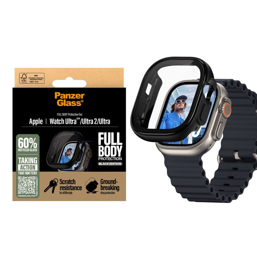 PanzerGlass Apple Watch Ultra 1/2 (49mm) Snappie Full Body Deksel med Innebygd Skjermbeskytter - Svart