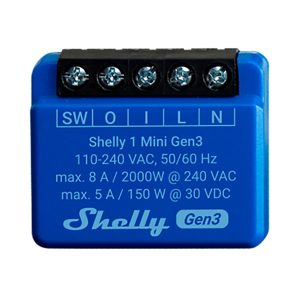 Shelly Plus 1 Mini (Gen3) Smart Relé - Blå