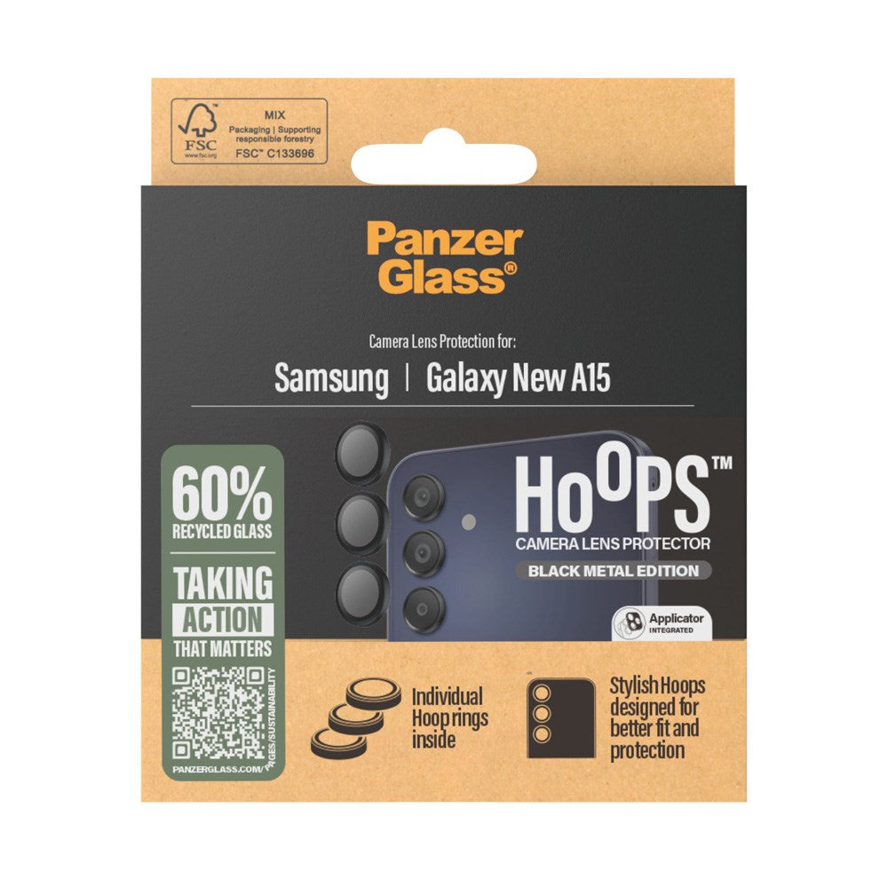 Samsung Galaxy A16 PanzerGlass Hoops - Kamerabeskyttelse - Gjennomsiktig / Svart