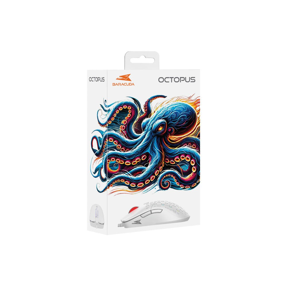 Baracuda OCTOPUS Gaming Mus - 6D / 3600 DPI - Hvit