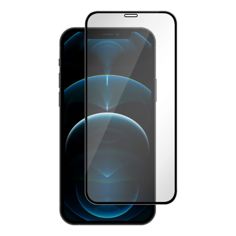 iPhone 12 Pro Max Essentials Herdet Skjermbeskyttelsesglass – Gjennomsiktig / Svart Kant