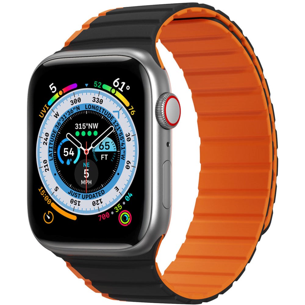 Dux Ducis Apple Watch (38/40/SE/41/42mm) LD-Series Magnetisk Silikon Klokkerem - Svart / Oransje