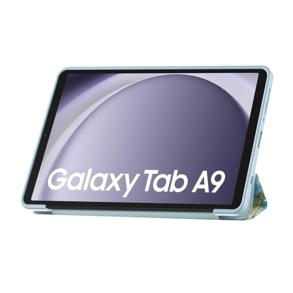 Samsung Galaxy Tab A9 Tech-Protect Smartcase Deksel Tri-fold - Hvite Blomster