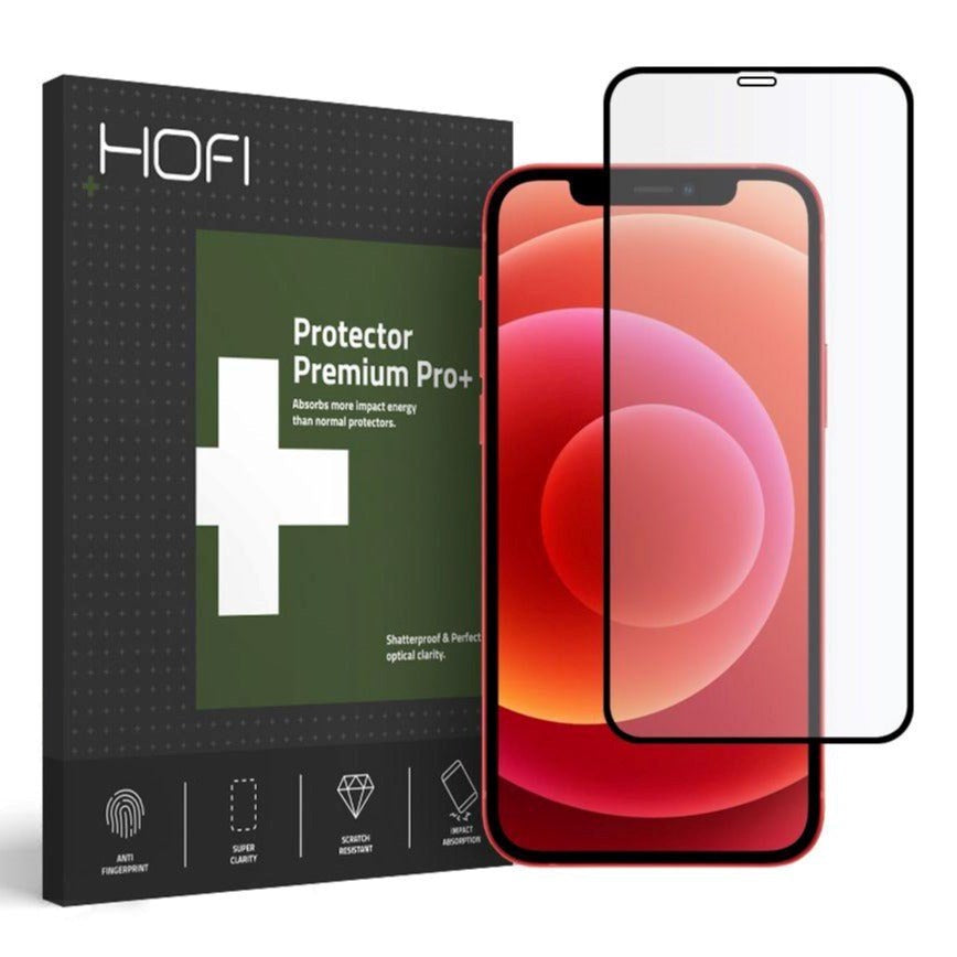 iPhone 12 / 12 Pro Hofi Full Pro+ Herdet Glass Skjermbeskytter - Case Friendly - Svart