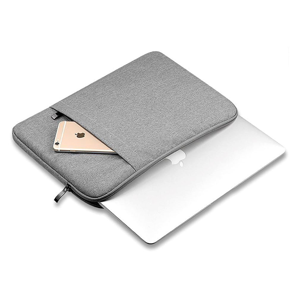 Tech-Protect Stoff Laptop Sleeve 13-14" m. Ekstra lomme (33 x 24 cm) - Lysegrå