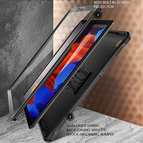 Samsung Galaxy Tab A7 Lite 8.7" 2021 Håndverker Deksel - Supcase Beetle Unicorn Pro Bak Deksel m. Skjermbeskytter - Svart