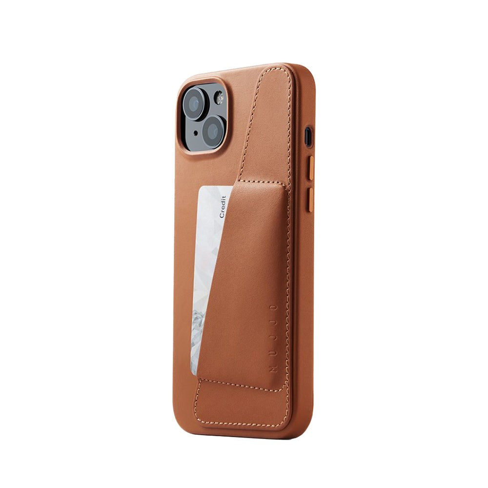 Mujjo iPhone 14 Plus Leather Wallet Deksel - Brun