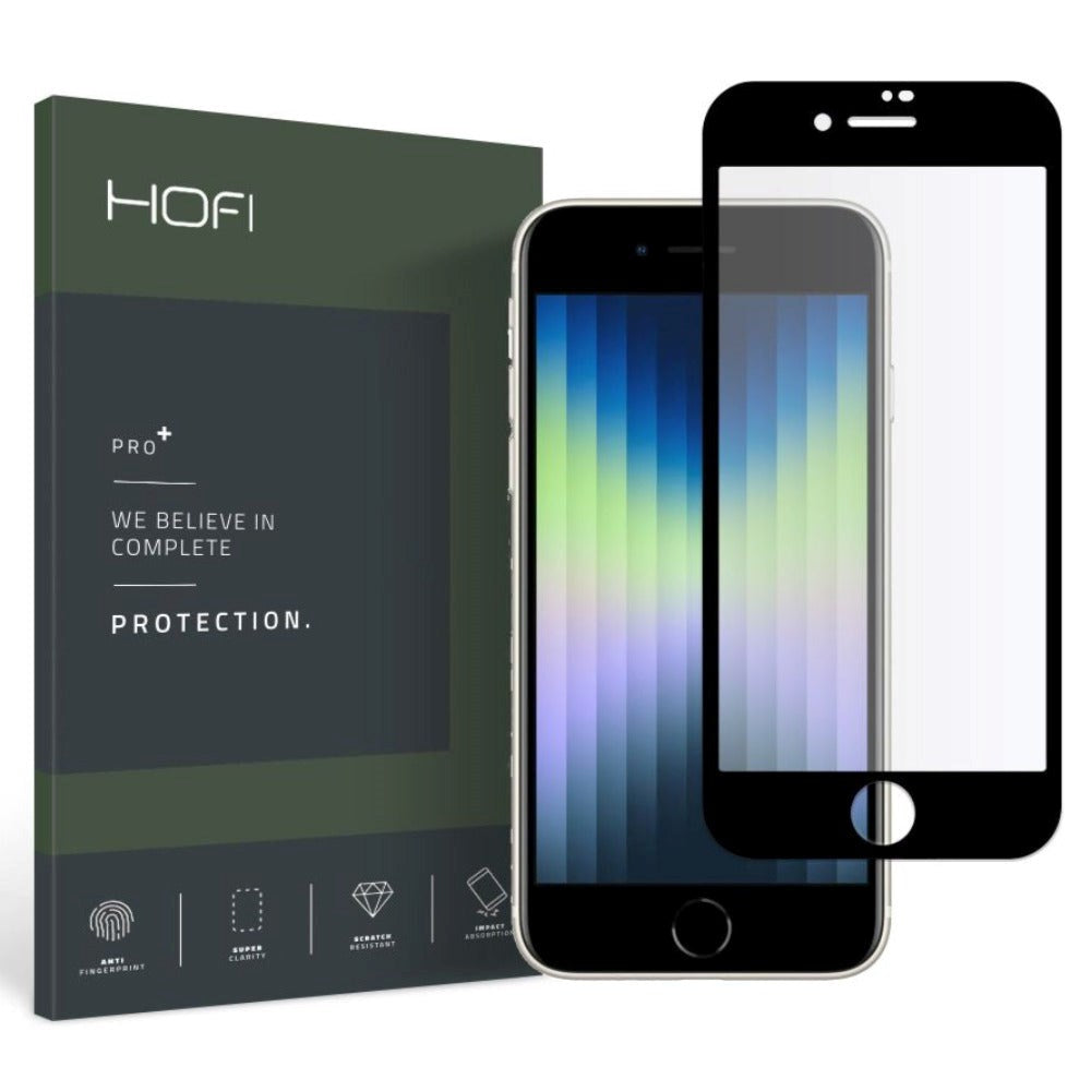 iPhone SE (2022 / 2020) 8 / 7 Hofi Pro+ Herdet Glass Skjermbeskytter - Case Friendly - Svart Kant