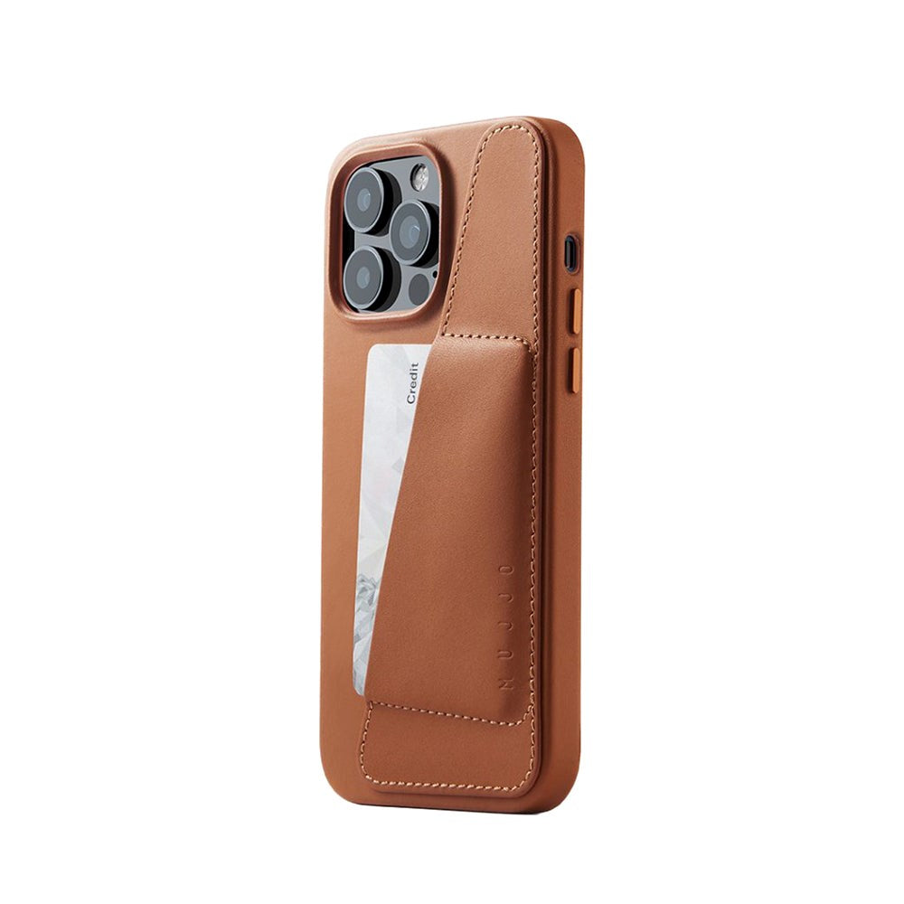 Mujjo iPhone 14 Pro Max Leather Wallet Deksel - Brun