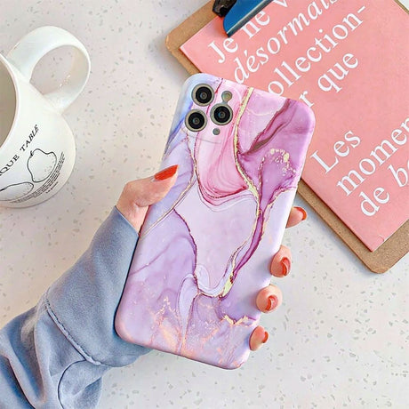 Samsung Galaxy A54 (5G) Tech-Protect Marble Deksel - Rosa / Lilla