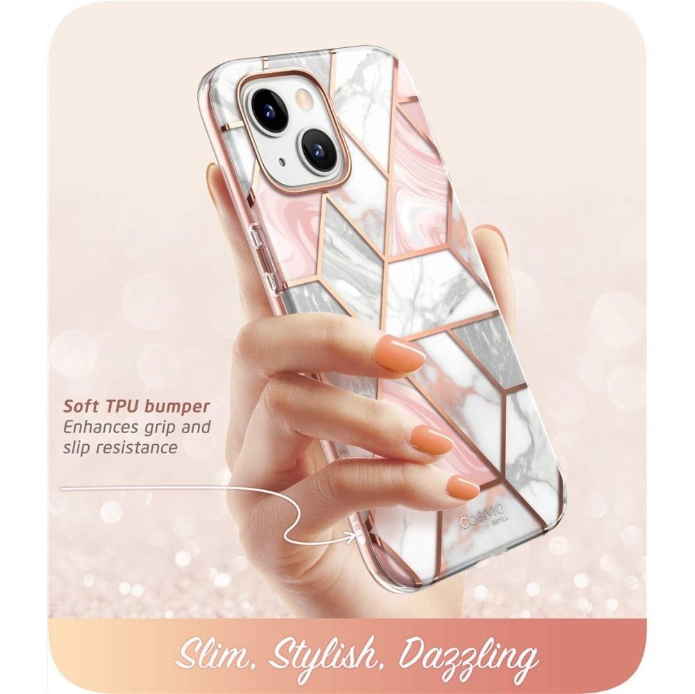 iPhone 14 Plus i-Blason Cosmo Marble Deksel m. Skjermbeskytter - Rosa