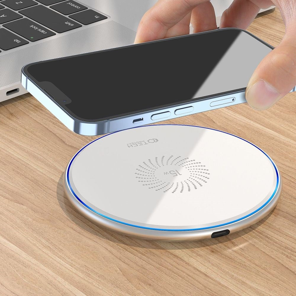 Tech-Protect C1 Single Charging Pad Trådløs Lader 15W - Hvit