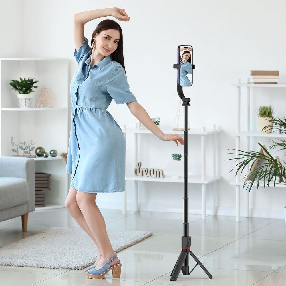 Tech-Protect L04S Selfie-Stick med Tripod og Bluetooth - MagSafe-Kompatibel - Svart