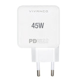 Vivanco 45W Super Fast Dual Charge Vegglader USB-C - PD (Power Delivery) - Hvit