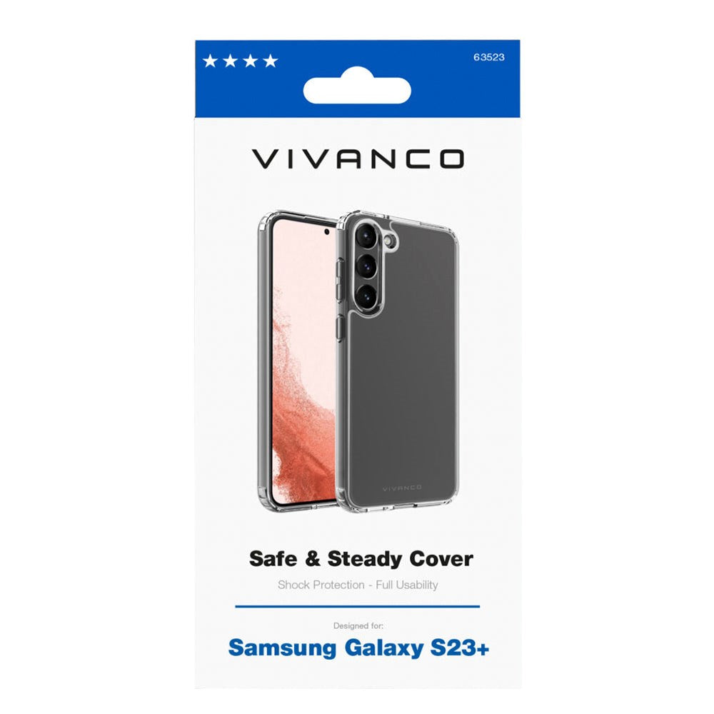 Samsung Galaxy S23+ (Plus) Vivanco Safe & Steady Hybrid Plast Deksel - Gjennomsiktig