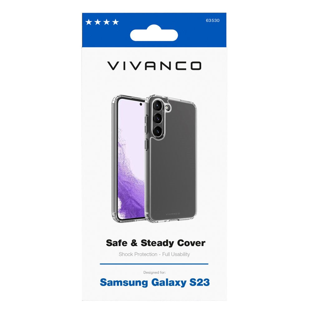 Samsung Galaxy S23 Vivanco Safe & Steady Hybrid Plast Deksel - Gjennomsiktig