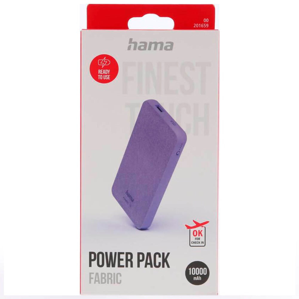 HAMA 15W PowerBank - 1 x USB-C / 1 x USB-A - 10 000 mAh - Lilla