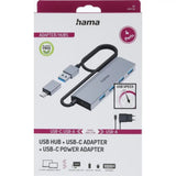 HAMA USB-A Hub m. USB-C Adapter – Grå