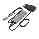 HAMA USB-A Hub m. USB-C Adapter – Grå
