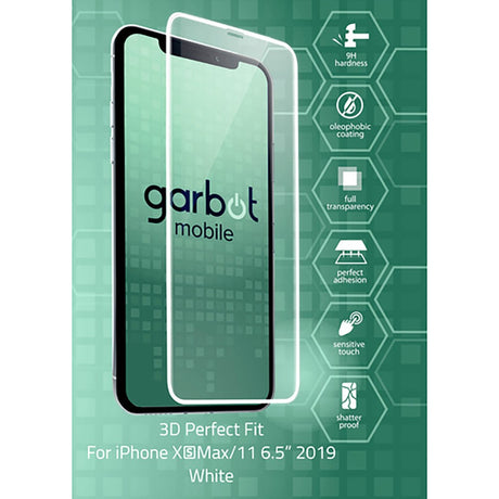 iPhone 11 Pro Max / Xs Max Garbot 3D Perfect Fit Skjermbeskyttelse - Case Friendly - Gjennomsiktig / Hvit Kant