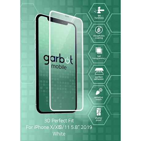 iPhone 11 Pro / Xs / X Garbot 3D Perfect Fit Skjermbeskyttelse - Case Friendly - Gjennomsiktig / Hvit Kant