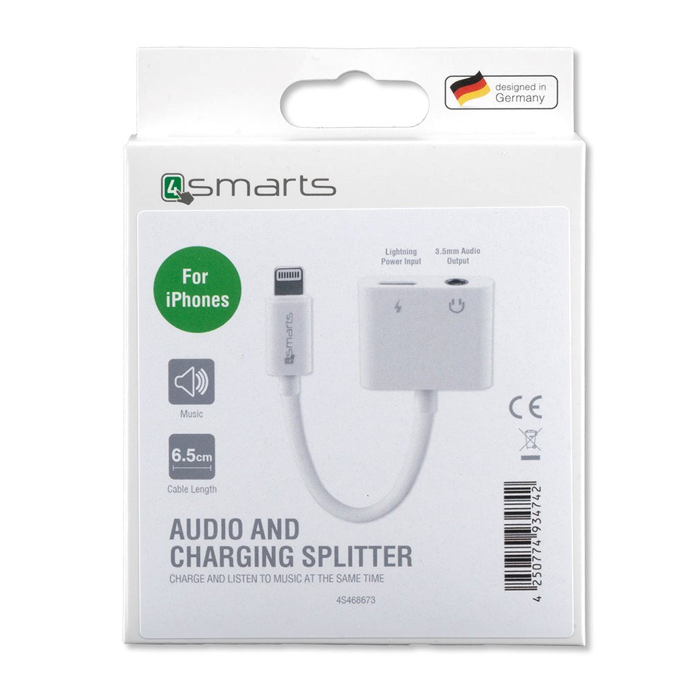 4smarts SoundSplit 6.5 cm Lightning To Lighting 3.5mm Audio Splitter - Hvit