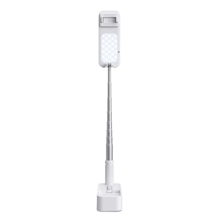 4smarts Selfiestativ med LED Lampe og Bluetooth Fjernkontroll - Hvit