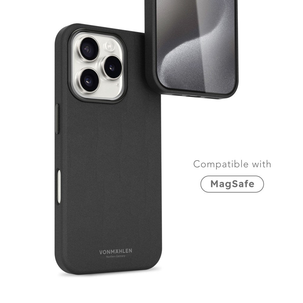 Vonmählen iPhone 16 Pro Like Leather Deksel - MagSafe Kompatibel - Black