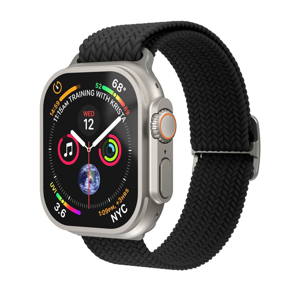 Vonmählen Apple Watch (42/44/45/SE/46/49mm) Woven Loop Nylon Klokkerem - Black