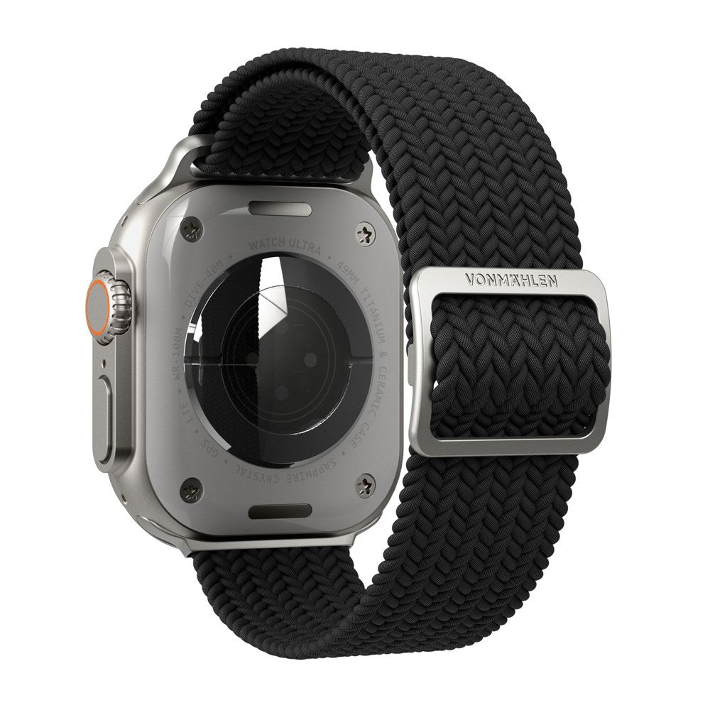 Vonmählen Apple Watch (42/44/45/SE/46/49mm) Woven Loop Nylon Klokkerem - Black