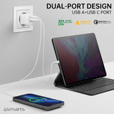 4Smarts VoltPlug Duos 20W Vegglader - 1 x USB-A QC & 1 x USB-C PD - Hvit