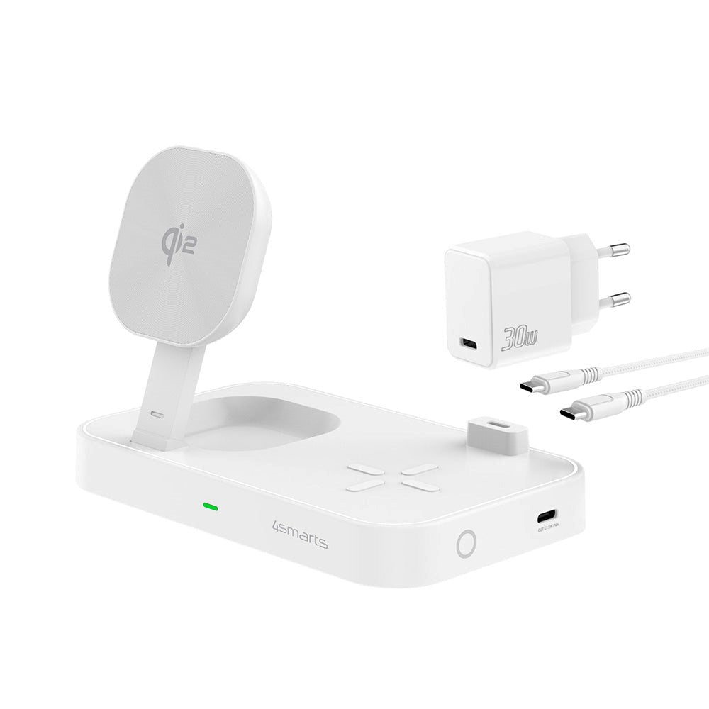 4smarts Qi2 Trådløs Lader 15W - MagSafe Kompatibel - Hvit