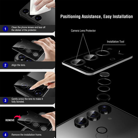 Samsung Galaxy S24+ (Plus) 4Smarts StyleGlass Kameralinse Beskyttelsesglass - 3 stk. - Gjennomsiktig / Svart / Grå