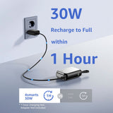 4smarts 10 000 mAh Pocket Powerbank med Integrert USB-C-Kabel 30 W - Sølv