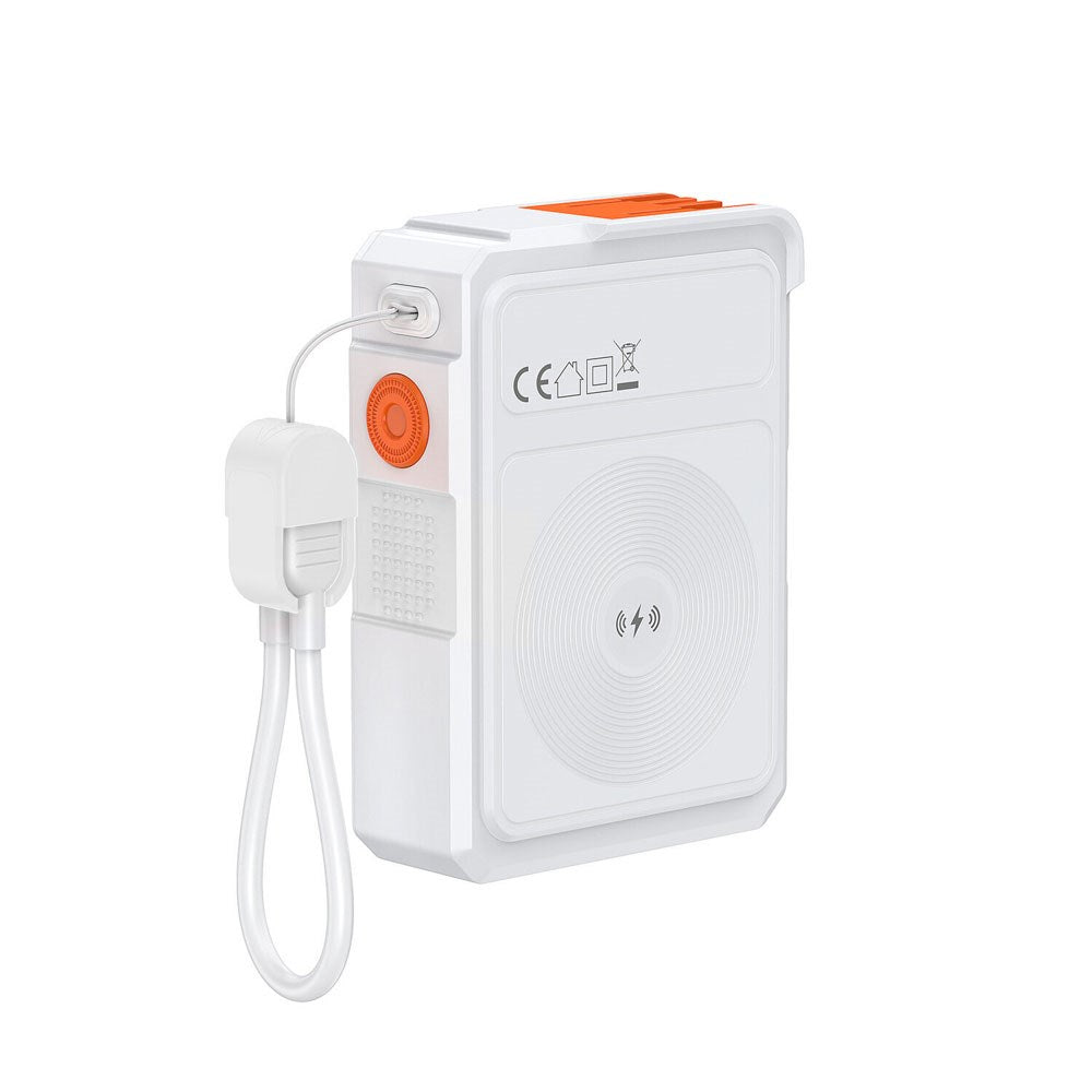 4smarts 6-i-1 10 000 mAh Hybrid Powerbank / Trådløs Lader / Reiseadapter - Hvit / Oransje