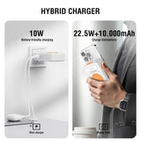 4smarts 6-i-1 10 000 mAh Hybrid Powerbank / Trådløs Lader / Reiseadapter - Hvit / Oransje