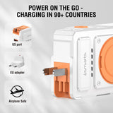 4smarts 6-i-1 10 000 mAh Hybrid Powerbank / Trådløs Lader / Reiseadapter - Hvit / Oransje