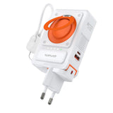 4smarts 6-i-1 10 000 mAh Hybrid Powerbank / Trådløs Lader / Reiseadapter - Hvit / Oransje