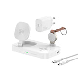 4smarts 3-i-1 Qi2 Trådløs Ladestasjon - MagSafe Kompatibel - Hvit