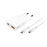 4smarts PDPlug Slim 20W Vegglader med 1 x USB-A & 1 x USB-A & Innebygd USB-C-Kabel - Hvit