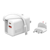 4smarts 65W Flex Jojo Vegglader med EU / US-plugg - 1 x USB-A - 1 x USB-C - 1 x USB-C Kabel - Hvit